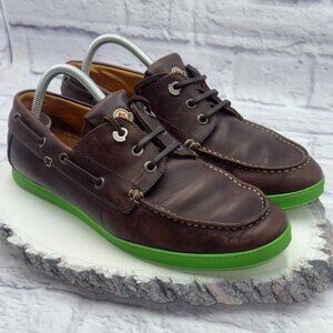 MONCLER Guadeloupe Leather Boat Shoes Green Soles Size EU 41 US 8 Made in Italy